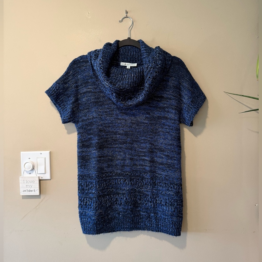 Cleo Petites Blue Cowl Neck Tunic Sweater - Picture 6 of 12